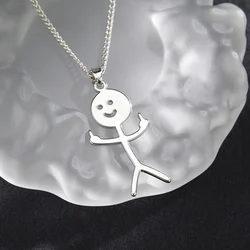 YILUOCD Funny Fxck You Middle Finger Stickman Necklace Personalized Doodle Stick Figure Neck Chain Fashion Hip Hop Jewelry