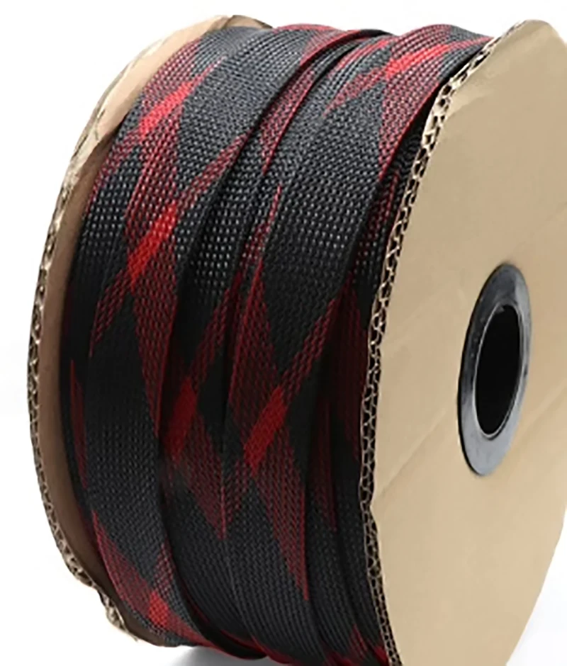 Black Red 14/20/25/30mm Snakeskin Mesh Wire Protecting Nylon Tight PET Expandable Insulation Sheathing Braided Sleeves