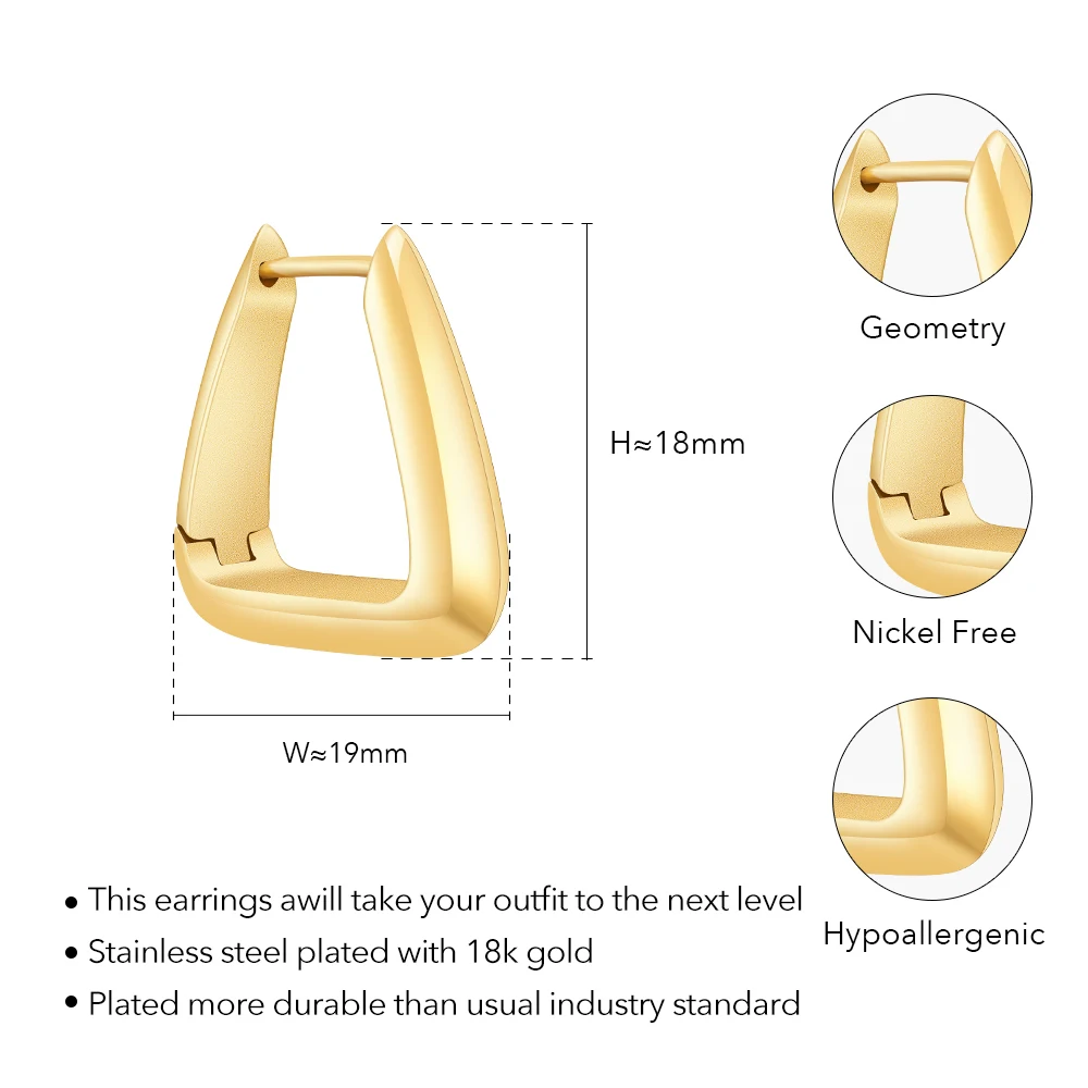 ENFASHION Aretes De Mujer Geometry Triangle Stud Earrings For Women 18K Gold Plated In Earings Fashion Street Jewelry E241524