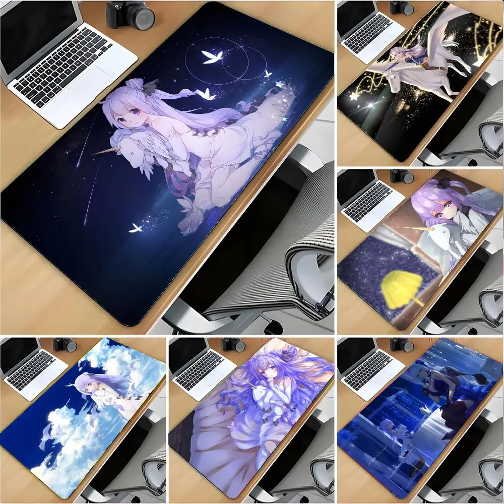 Gentle Character U-Unicorn Azur Lane Mouse Pad Large Mouse Pad Desk Mat Non‑Slip Gaming Board Game Mat with Stitched Edges