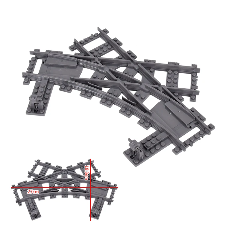 MOC City Train Rail Crossing Flexible Tracks Forked Straight Curved Rails Switch Building Block Bricks Creative DIY Toys