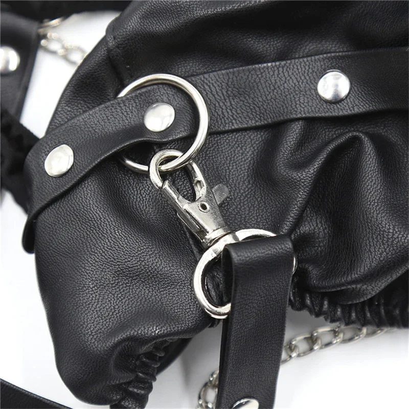 Fetish Sissy Lingerie for Men PVC Leather Panties with Leash BDSM Gay Sex Underwear Wetlook Latex Briefs Sexy Erotic Hot Costume