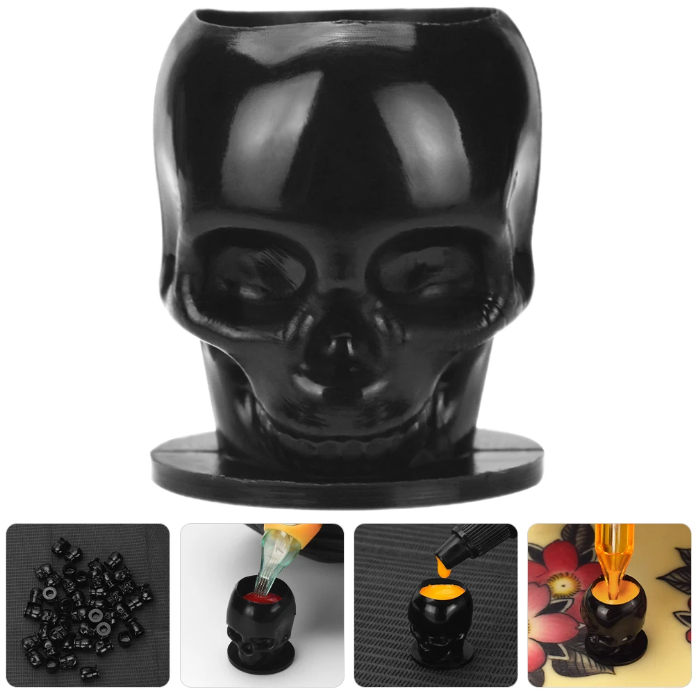 

200pcs Skull Head Tattoo Ink Cups Pigment Cups Small Plastic Tattooing Color Containers Durable Non-Spill Compact Storage Easy