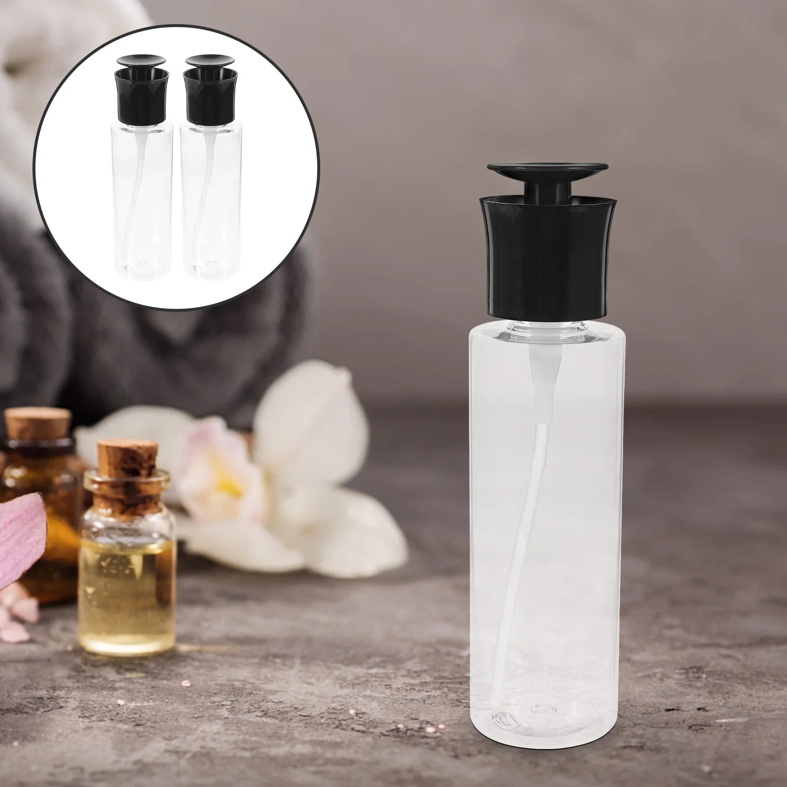 

2pcs Airless Pump Bottle Travel Lotion Container Refillable Empty Cream Dispenser Portable Sub Bottle Face