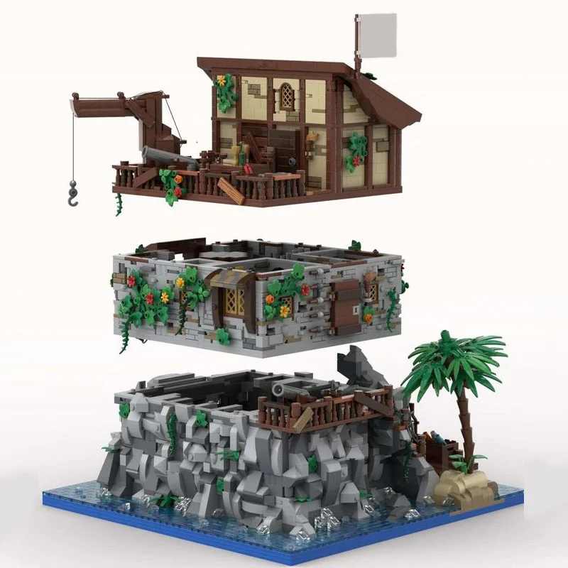 5887 قطعة MOC القراصنة الجمجمة جزيرة Redbeard S منزل نموذج اللبنات تجميع DIY بها بنفسك اللعب الطوب هدية الكريسماس هدايا أعياد ميلاد للأطفال #3