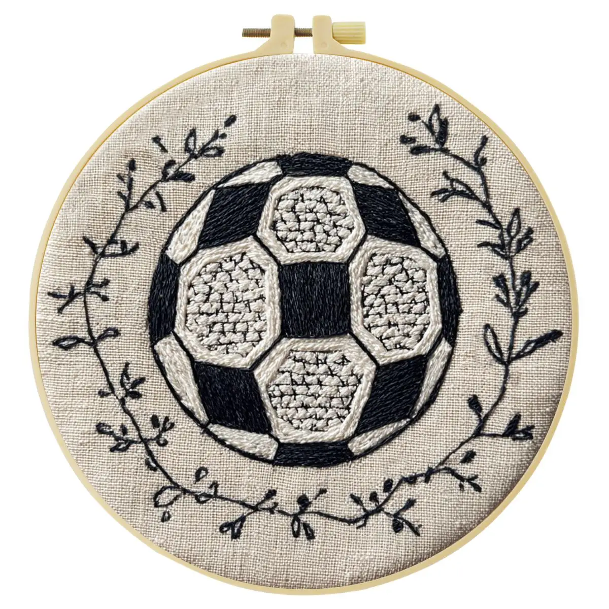 1 Stück 20X20CM/15X15CM 7,87/6,3 Zoll Fußball-Blumen-Stickerei-Starter-Kit DIY-Stickerei-Set Handarbeiten Malerei – Detail 1