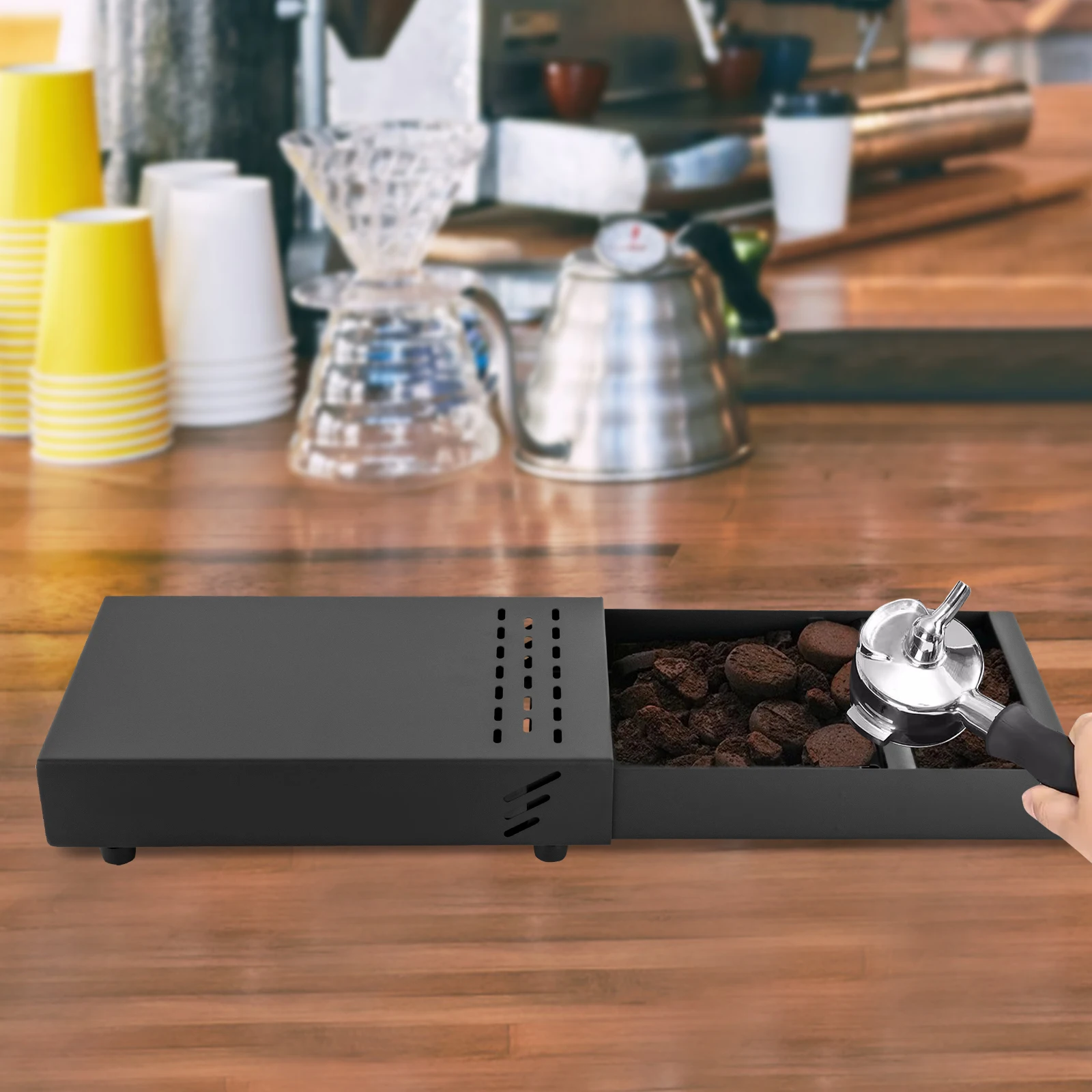 Edelstahl-Kaffeesatzbehälter, Schubladen-Kaffeesatz für den privaten und gewerblichen Gebrauch, für Kaffeelegeisterte – Detail 5