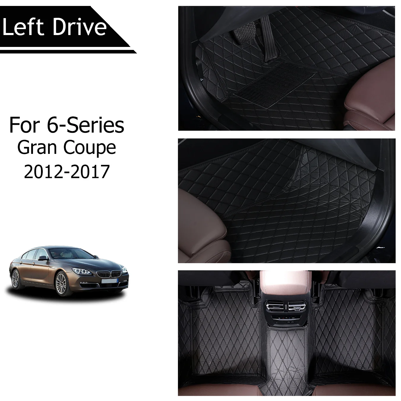 [LHD] For BMW For 6-Series Gran Coupe 2012-2017 Three Layer PU Leather Stereo Full Cover Anti-Slip Car Mat