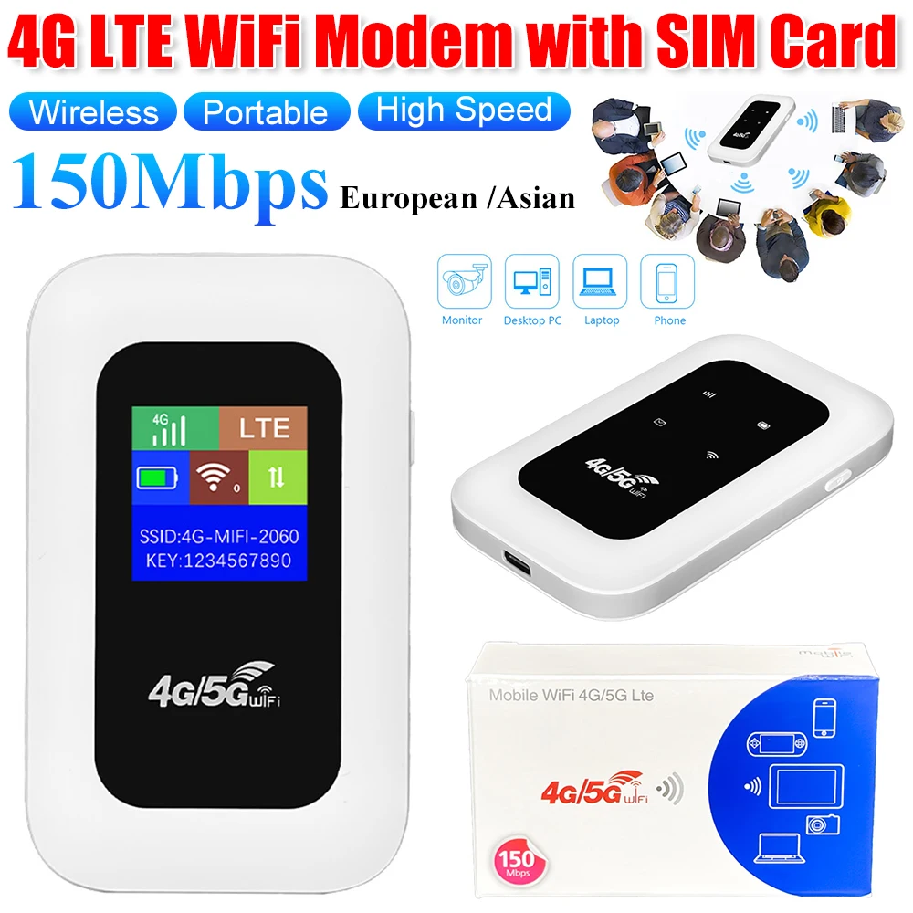 4G Mobile WiFi Router 4G LTE Router with SIM Card Slot 4g WiFi Wireless Modem 150Mbps Mini Outdoor Hotspot Wi fi Router for Car