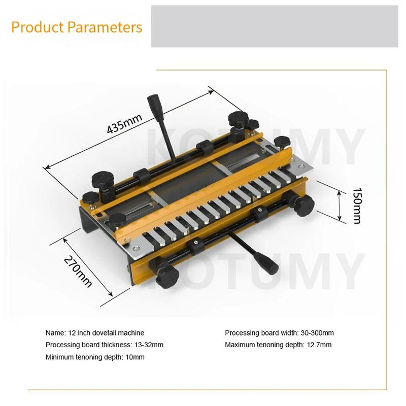 12 Inch Wood Dovetail Tenoner Portable Semi-Permeable DIY Dovetail Joints Mortising Woodworking Dovetail Machine