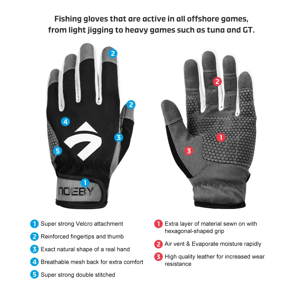 Noeby Fishing Gloves Non-slip Full Finger Resistant Outdoor Anti-UV Casting Jigging Glove Men Women Sport Warm Protection Tackle