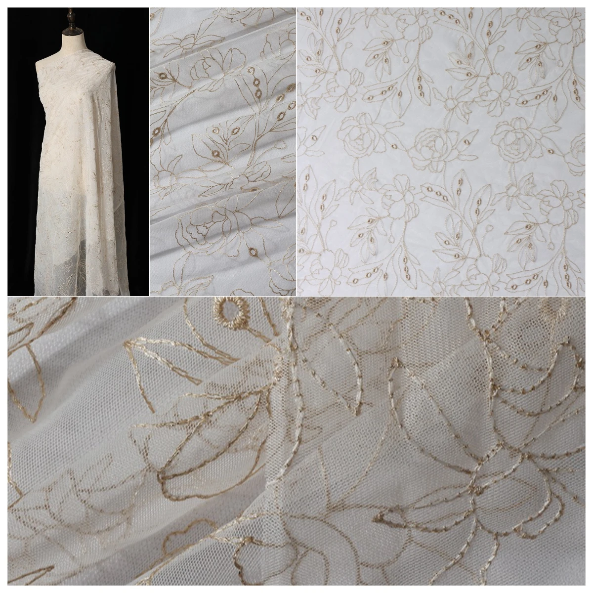 

Роскошная сетчатая ткань с вышивкой золотой нитью - традиционный китайский материал Cheongsam, декоративная ткань для платья своими руками в народном стиле