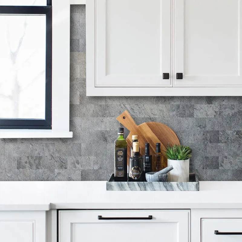 Dark Slate Peel and Stick Backsplash Wall Tiles, 3