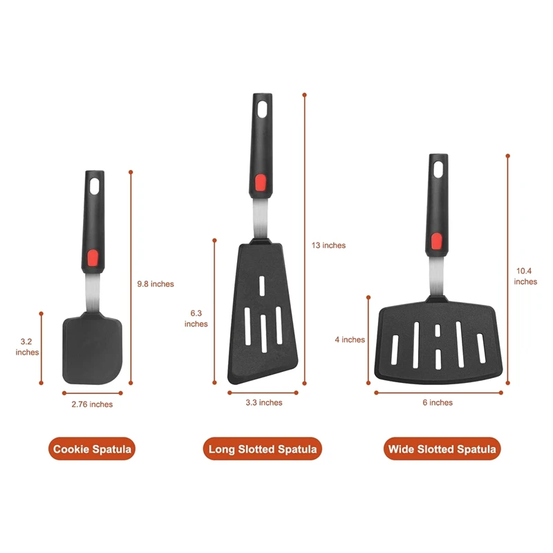 Silicone Spatula, Turner, 600F Heat Resistant, Perfect For Flipping Eggs, Burgers, Pancakes, Crepes And More (3 Pack)