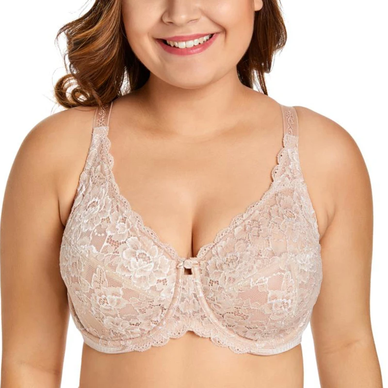 Sutiã de Minimizador Underwire sem forro para mulheres, cobertura total, sem acolchoamento, plus size, 36, 38, 40, 42, 44, DD, E, F, G, H, I