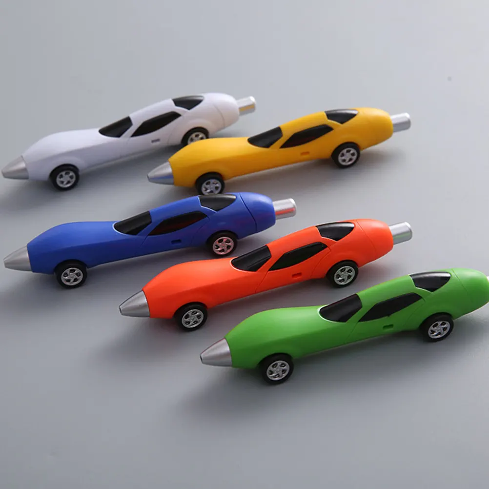 10本セット。愛らしい車のデザインのボールペン。宿題、絵を描く、カードに書き込む、日記、学校での使用に最適なクリエイティブな文房具。
