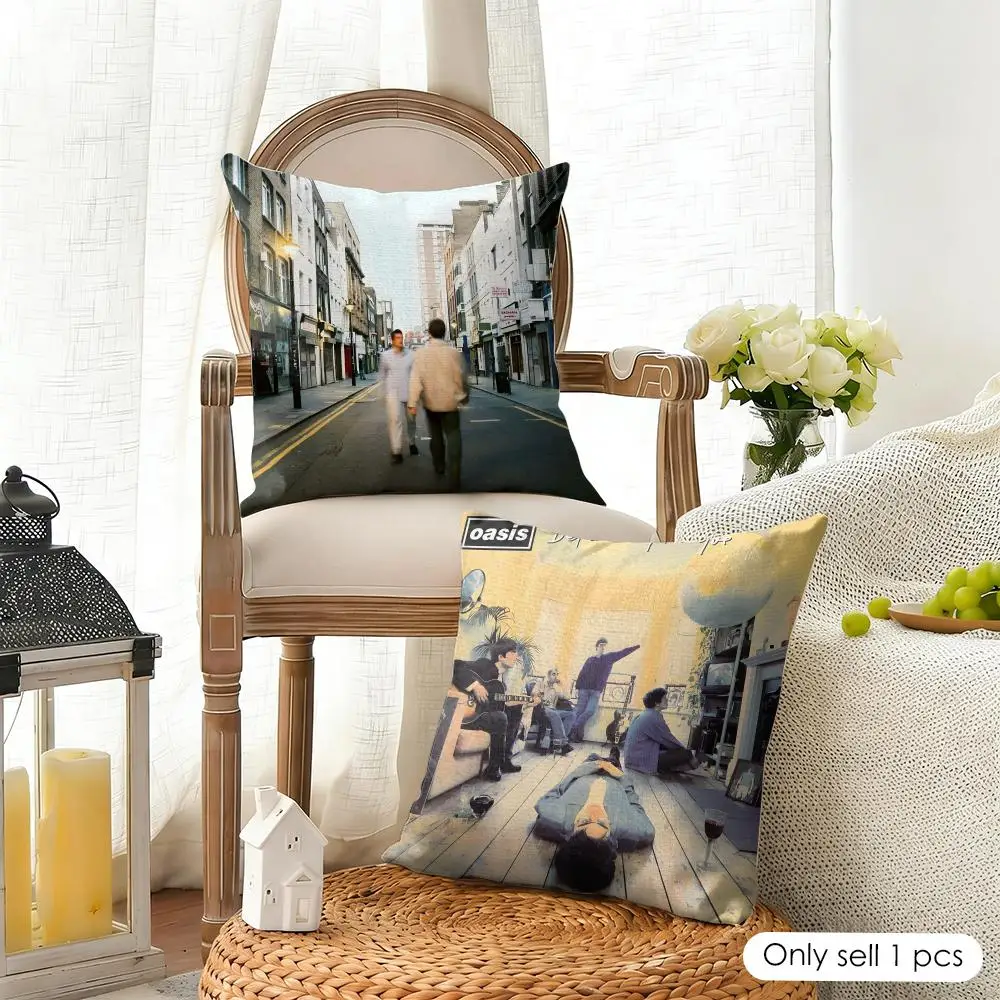Rock Band O-Oasis Cushion Cover Organic Linen Square Pillow Case Durable Non-Allergenic And Kind To Skin
