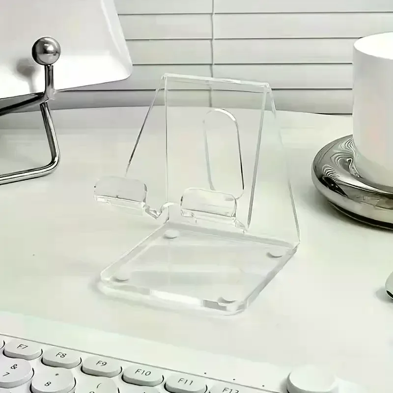 

Crystal Clear Acrylic Phone Holder - Modern Minimalist Desk Stand for Smartphones, Compact & Stylish for Study or Work
