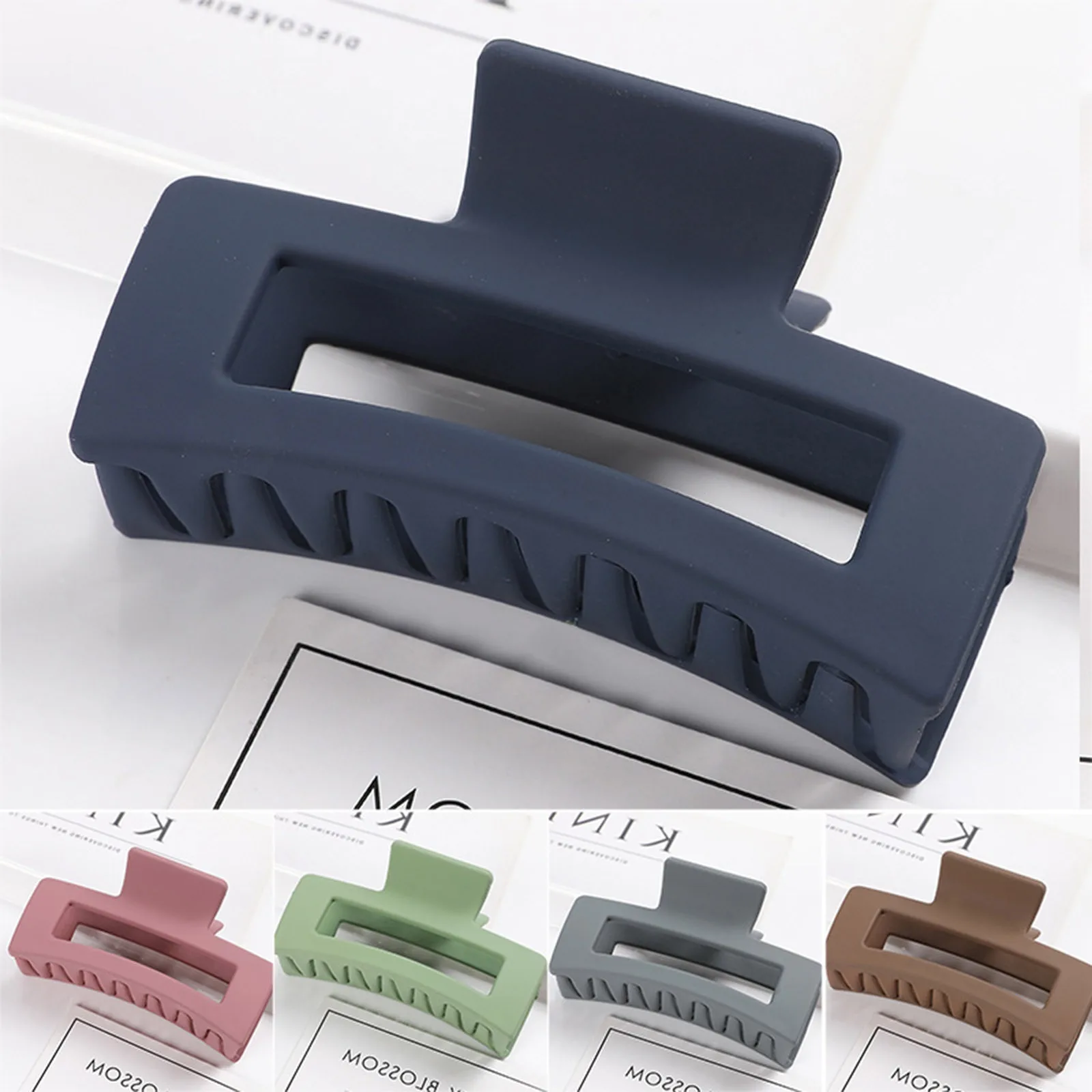 Korean Plastic Hair Clips Fashion Solid Color Multicolor Rectangle Frosted Hair Clips Crab Hair Claws Clamp For Women Girls,1PC