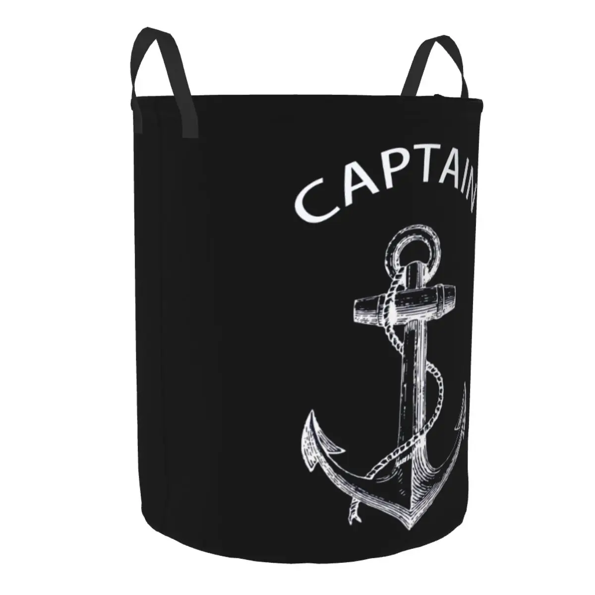 Captain Anchor Laundry Basket Foldable Nautical Sailor Adventure Clothes Hamper for Nursery Kids Toys Storage Bin