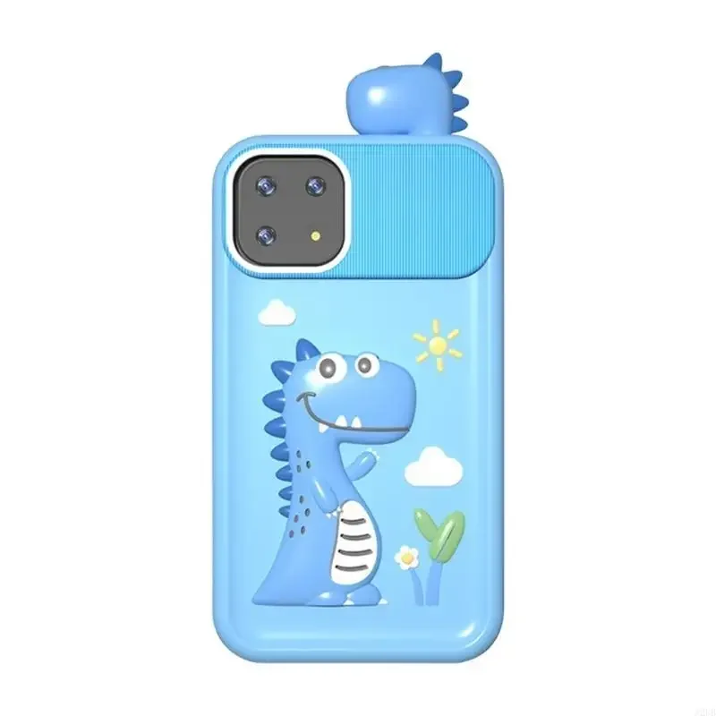 소년 소녀를위한 만화 공룡 휴대 전화 장난감 2.8 인치 화면 더블 카메라 디자인 유치원 15ub에 대한 전화 장난감 학습