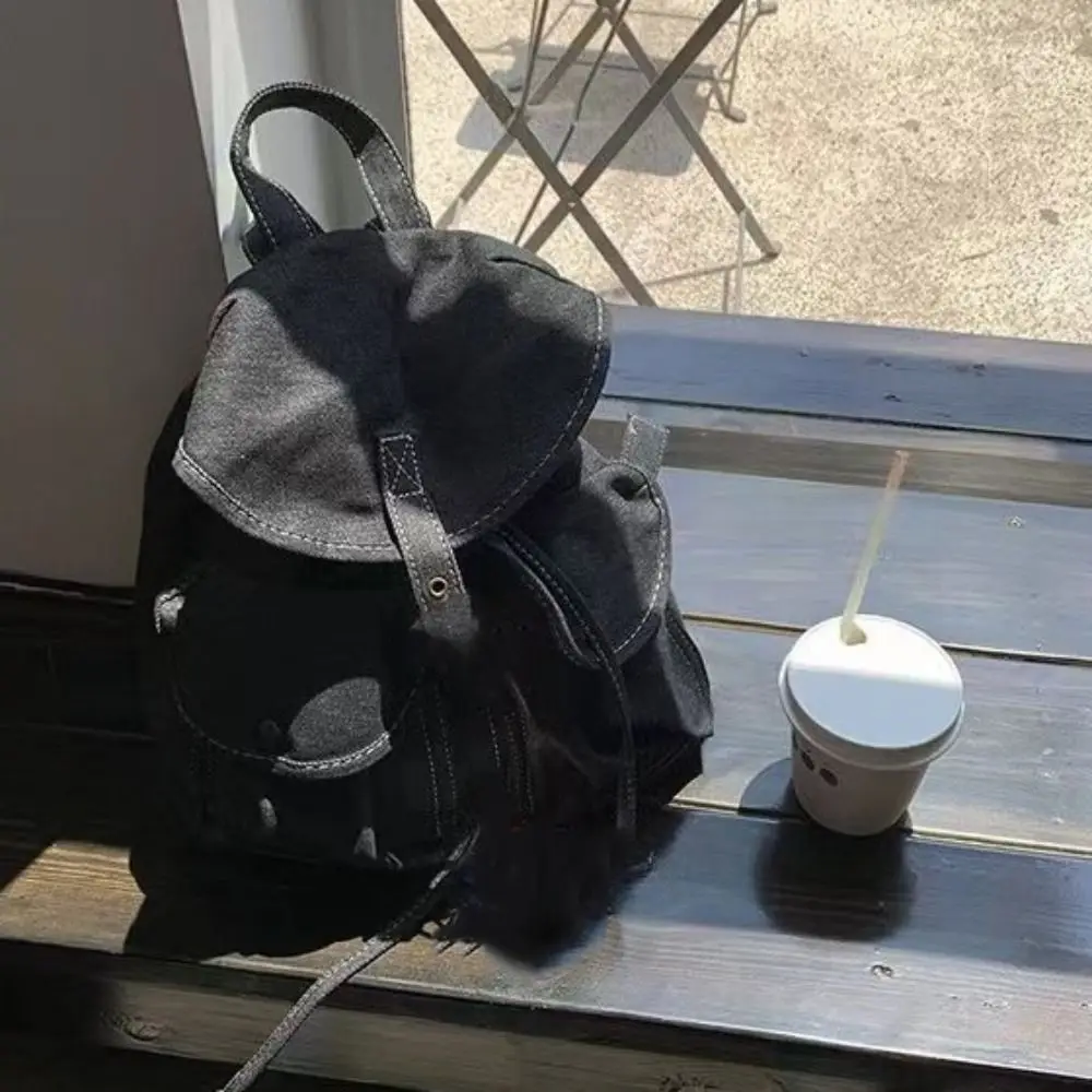 Mochila vaquera ligera de gran capacidad, mochila Unisex de lona Vintage, bolsa de viaje de moda versátil para estudiantes
