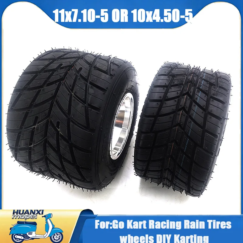 Pneumatici per kart da campo: pneumatici anteriore 10x4.50-5 e posteriore 11x7.10-5 pollici, pneumatici da pioggia sottovuoto, adatti per accessori kart da drift.