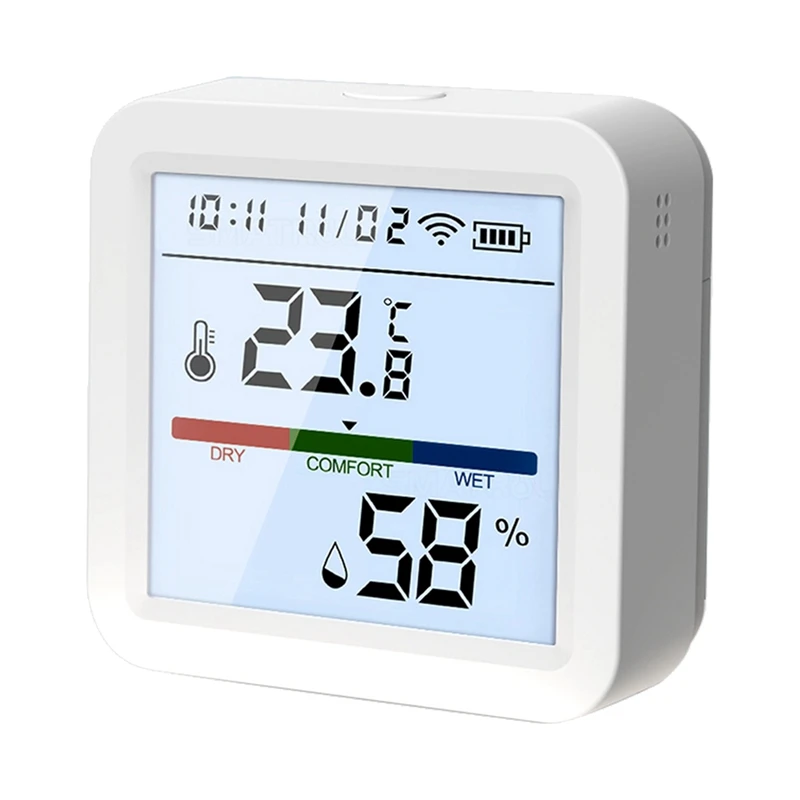 

Smart Wifi Temperature And Humidity Sensor,Tuya Indoor Hygrometer Thermometer With LCD Display Backlight Accessories