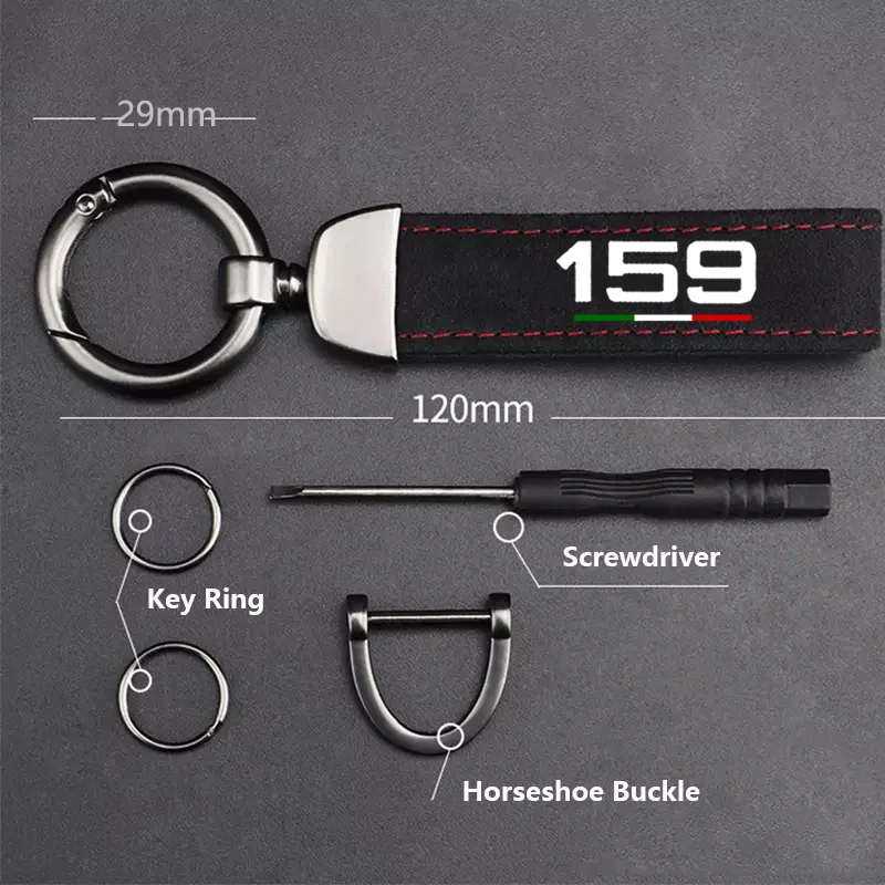 Leather Alloy Metal Detachable Car Keychain Anti-Lost Key Ring Chain Horseshoe Buckle For Alfa Romeo 159 Keyring Accessories