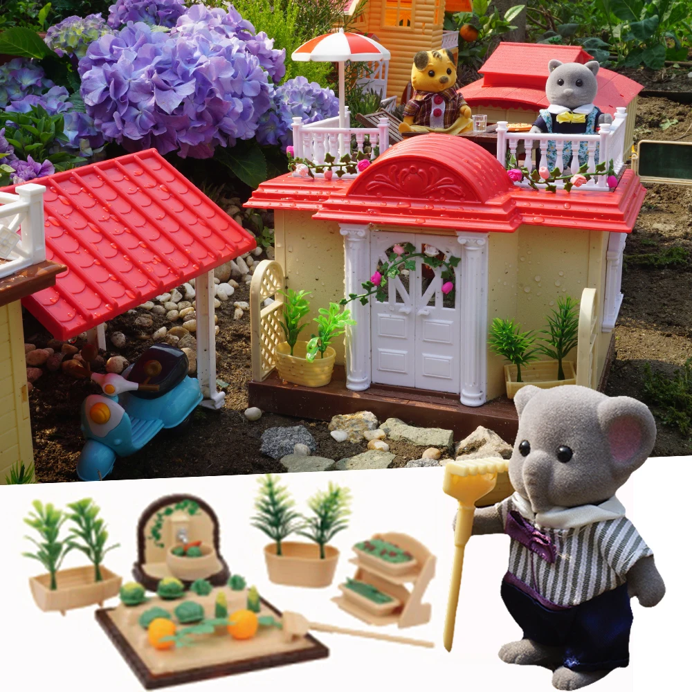 Simulation Children's Toys 1:12 Foresr Animal Family Villa Dollhouse Furniture Bed Desk Miniature  House Play House Toys Gifts