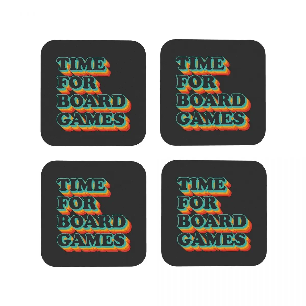 Time For Board Games Coasters Kitchen Placemats Waterproof Insulation Cup Coffee Mats For Decor Home Tableware Pads Set of 4