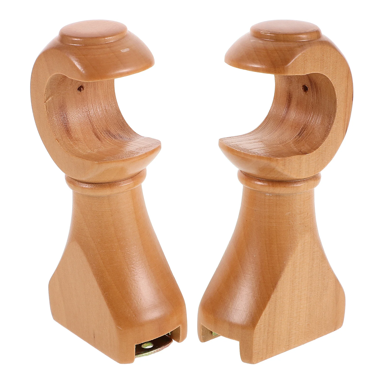 

2pcs Solid Wood Curtain Rod Holders Brackets Natural Grain Window Drapery Support For Living Room Bedroom Study Wall Ceiling