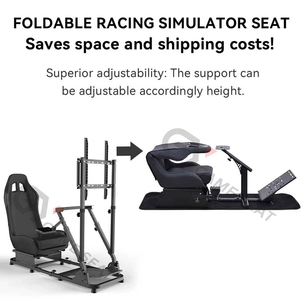 GY084 New Gaming Sport Game Play Station Sim Racing Simulator Seats Cockpit With Bucket Steering Wheel Stand