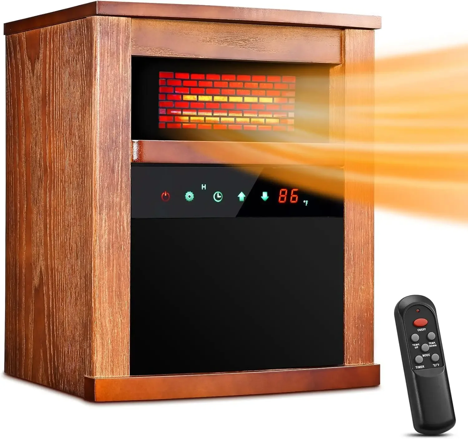 Infrared Heater,1500W Electric Space Heater with Remote Control 3 Mode, 12H Timer, Overheat & Tip-Over Protection, Chil Lock