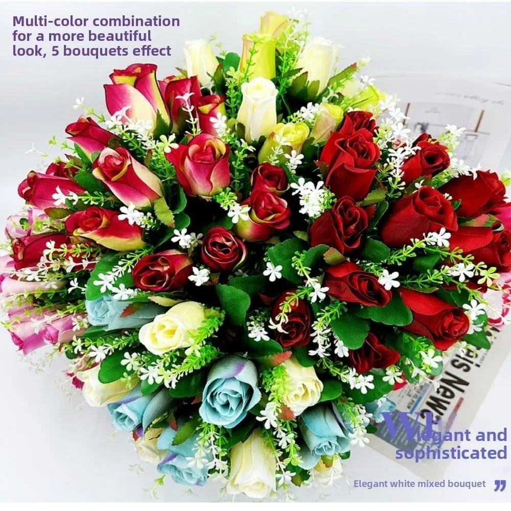 18 Köpfe Echte Glückliche Blumen in 8 Farben für Fotografie und Geschenke, Natürlich Simulierte Mini-Rosen zur Dekoration – Detail 20