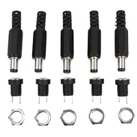 5 Set DC Power Connector 5.5/2.1/2.5/3.5/1.35mm Plug 3A 5V 12V Male Female Jack Socket Screw Nut Panel Mount Adapter