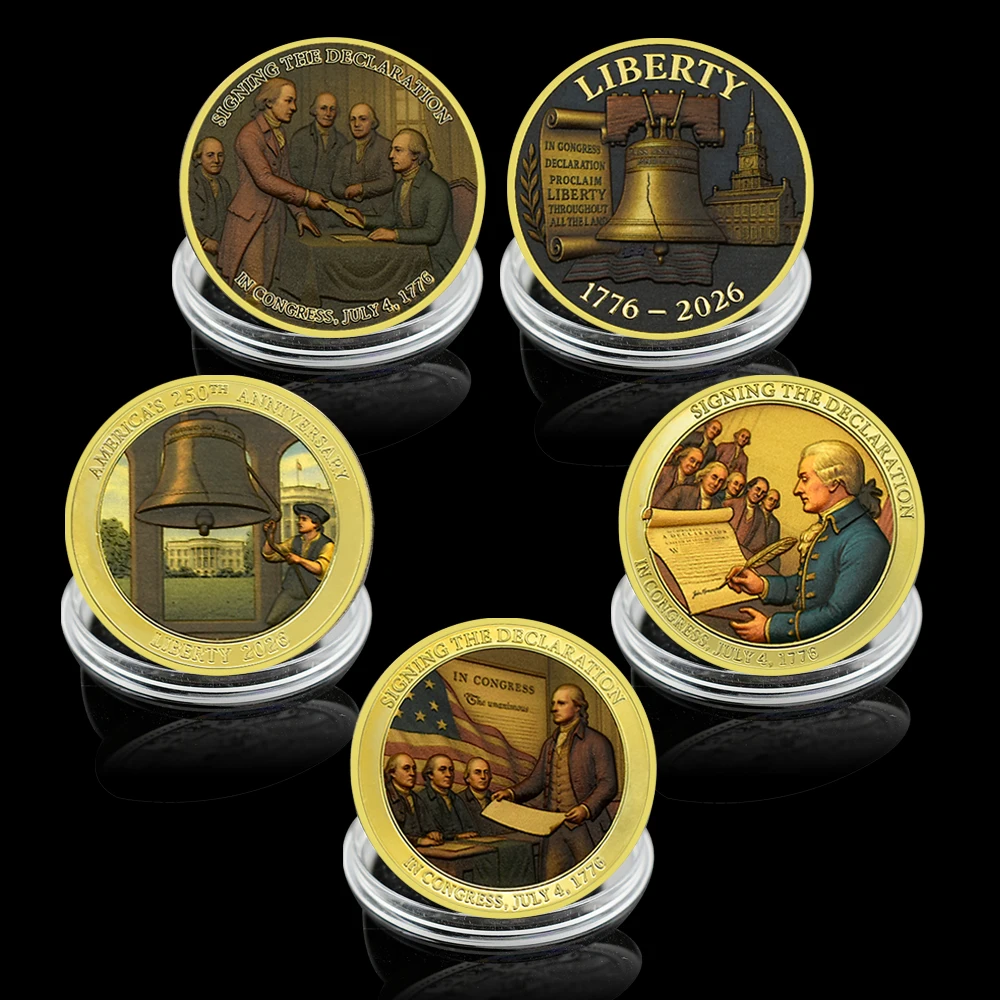 

5pcs 1776-2026 US 250th Anniversary of independence Commemorative Coin Collectible Medals Gifts