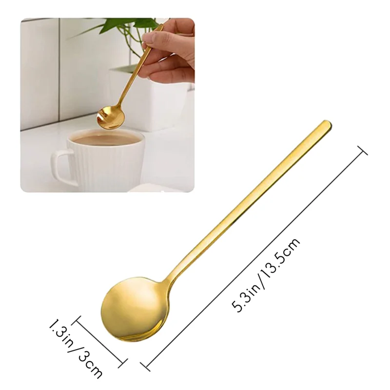 ABFI Stainless Steel 40 Pcs Espresso Spoons Teaspoons For Coffee Sugar Dessert Cake Ice Cream Soup Antipasto (Gold)