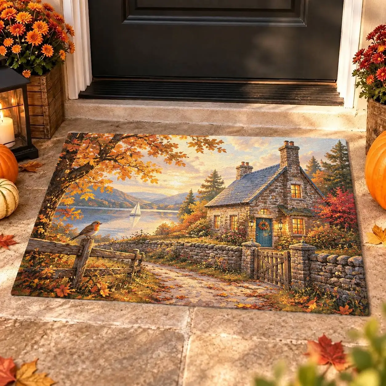 Indoor Square Door Mat with Diatom Mud Surface, Water Absorbing Design and Rubber Anti-Slip Base