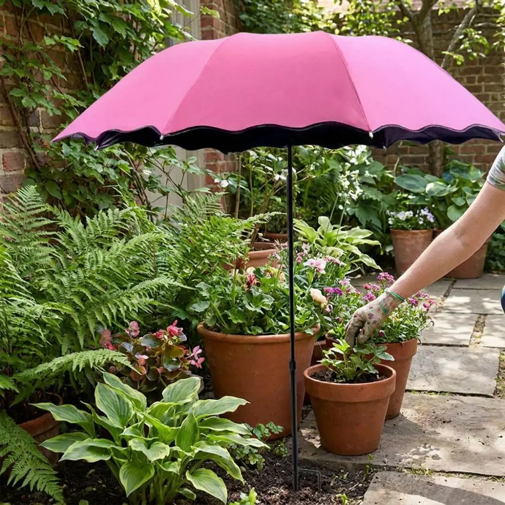 

95cm Large Plant Shade Umbrella Metal Stake UV Protection Garden Sun Shade Sun Protection Weatherproof Cloth