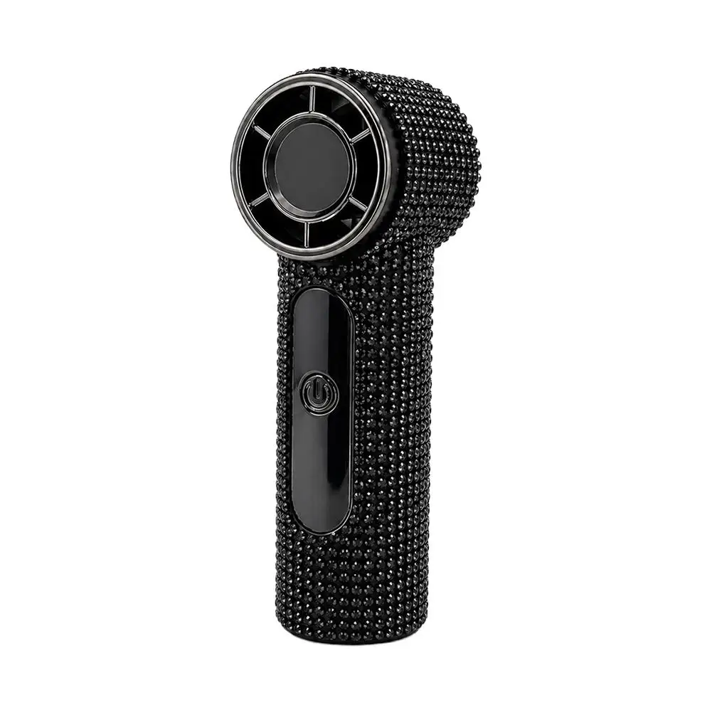 Portable Handheld Fan Speed Diamond Studded Mini Fan LED Digital Display Type C USB Rechargeable Strong Airflow for Outdoor view 6