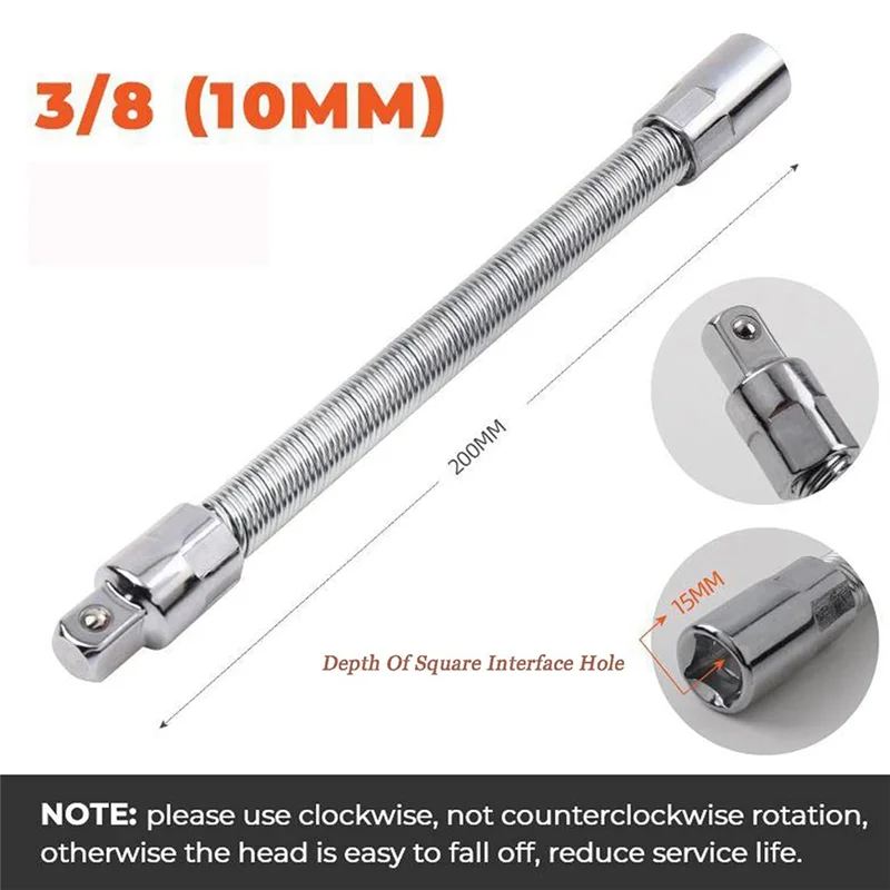 

3PCS Electric Wrench Sleeve Universal Extension Rod - Flexible Drill Bit Extension, Bendable Flexible Shaft Flexible Durable-AT6