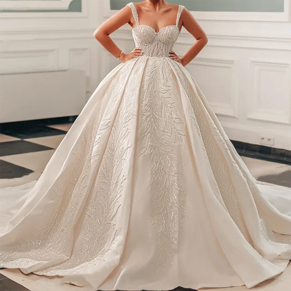 

Elegant Sweetheart Sleeveless Appliquins A-Line Bride Wedding Dresses Bridal Gowns Customzied