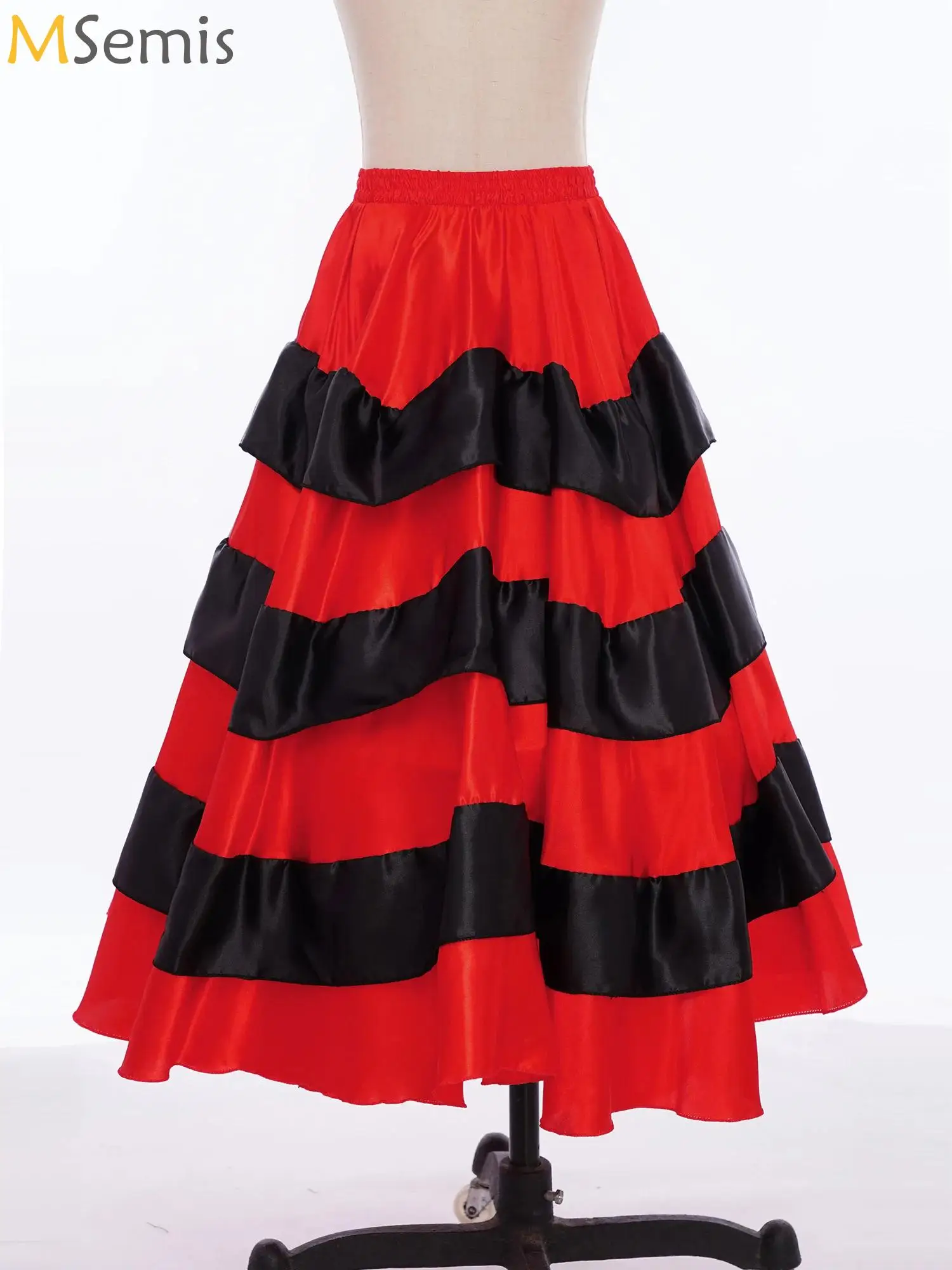 Strój taneczny dla dziewczynki na występy: Paso Doble, corrida, taniec towarzyski, latynoamerykański, flamenco, tango, hiszpański, rozmiar 180 °   360 °   Spódnica maxi do tańca