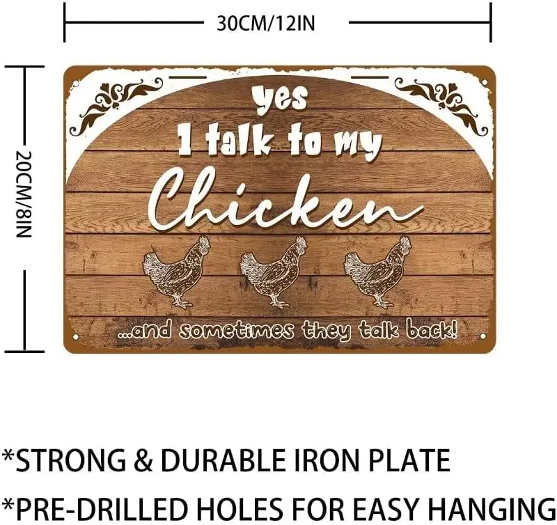 Yes I Talk Fo My Chicken And Sometimes They Talk Back! Vintage Metal Tin Sign Funny Henhouse Tin Sign For Decor For Home