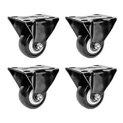 Heavy Duty 616 lb Black 2.0 Inch Dia Polyurethane Fixed Castor Wheels Trolley Furniture Caster Pack of 4