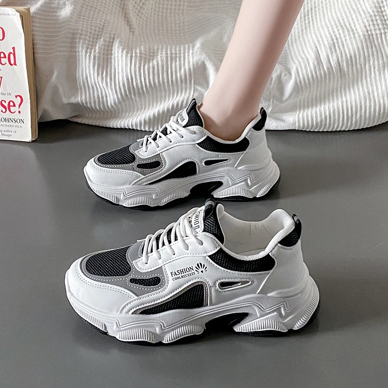

2025 Sneakers Women Platform Flat Shoes Woman Shoes Green Casual Trainers Ladies Chunky Sneakers Women Shoes