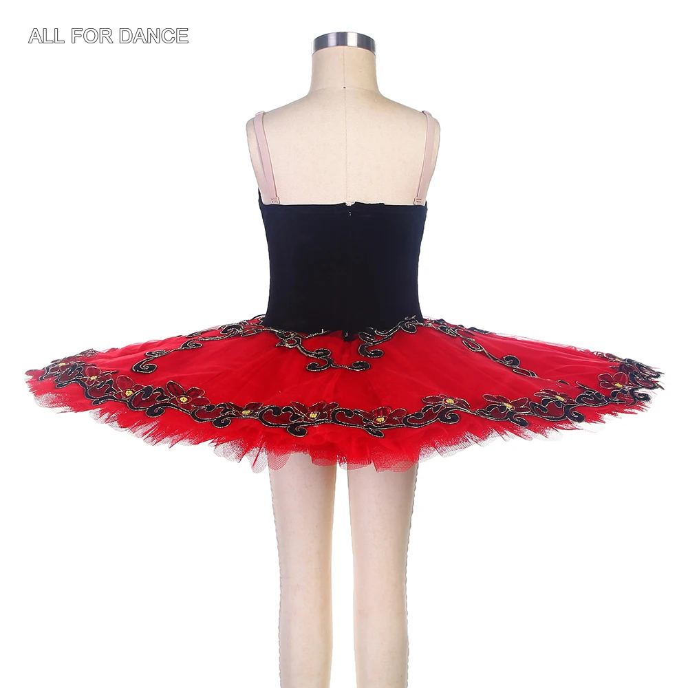 B22094 Black Velvet Bodice with Red Professional Customized Ballet Tutu Pancake Tutu For Women & Girl Stage Performance Costumes