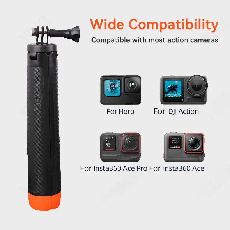 Floating Handheld Selfie Stick, Underwater Diving Extendable Pole Tripod Monopod Stand for Gopro Hero Insta360 DJI OSMO Action