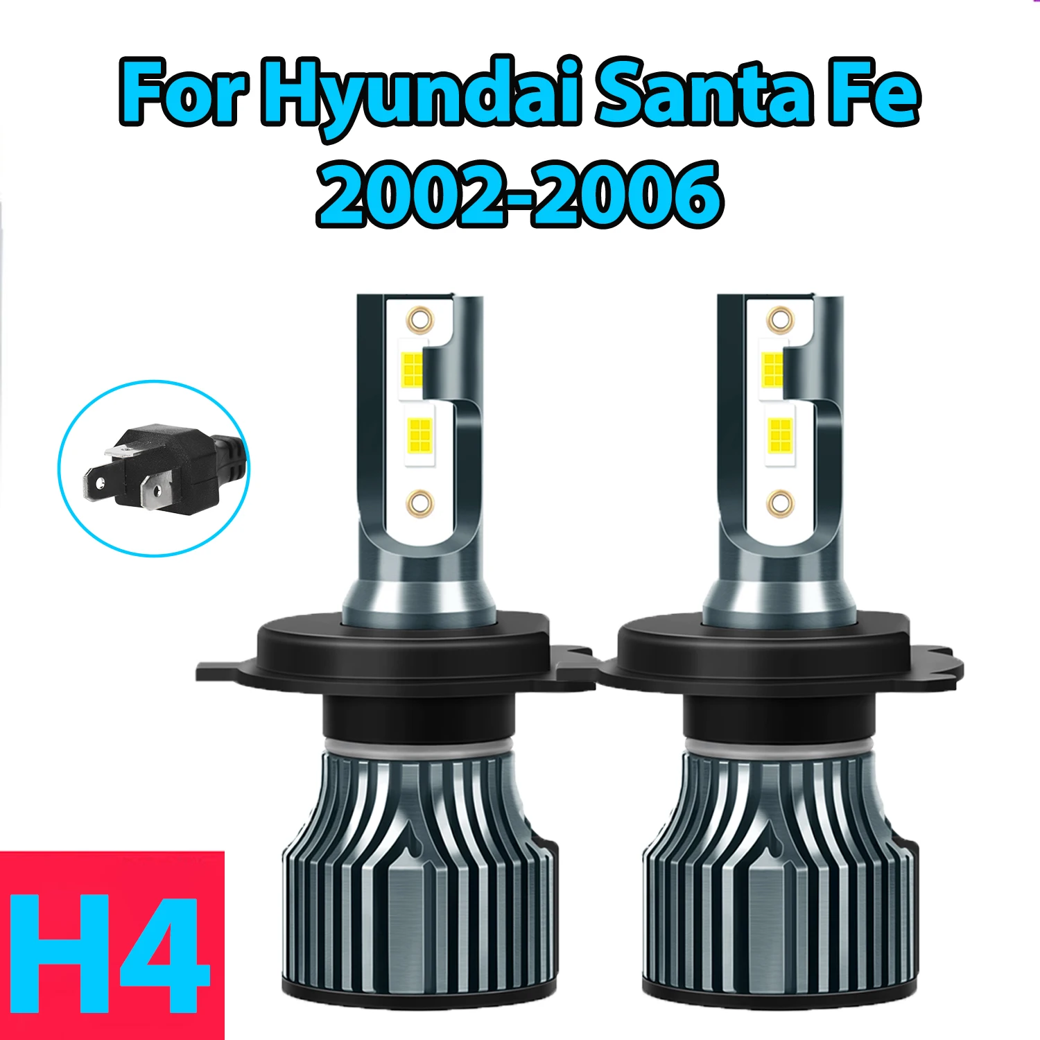 

For Hyundai Santa Fe 2002-2006 LED Headlight Kit H4 9003 White Bulbs High/Low Beam 6500K High intensity 3570 CHIPS HeadLamp